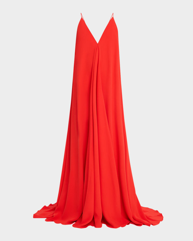 Cady Couture Draped Deep V-Neck Gown